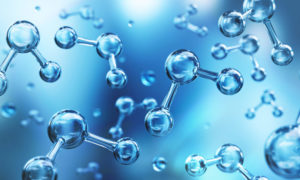水分子模型，科学或医学背景，3D插图。